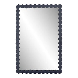 Fleur Home Audubon Bamboo Rectangle Mirror in Hale Navy, 30x40 For Sale