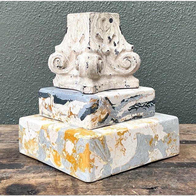 Vintage Scagliola Artisan Plaster Totem For Sale - Image 9 of 12