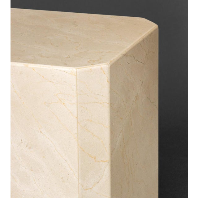 Modern Modern Crema Marfil Marble Side Tables, Pair For Sale - Image 3 of 5