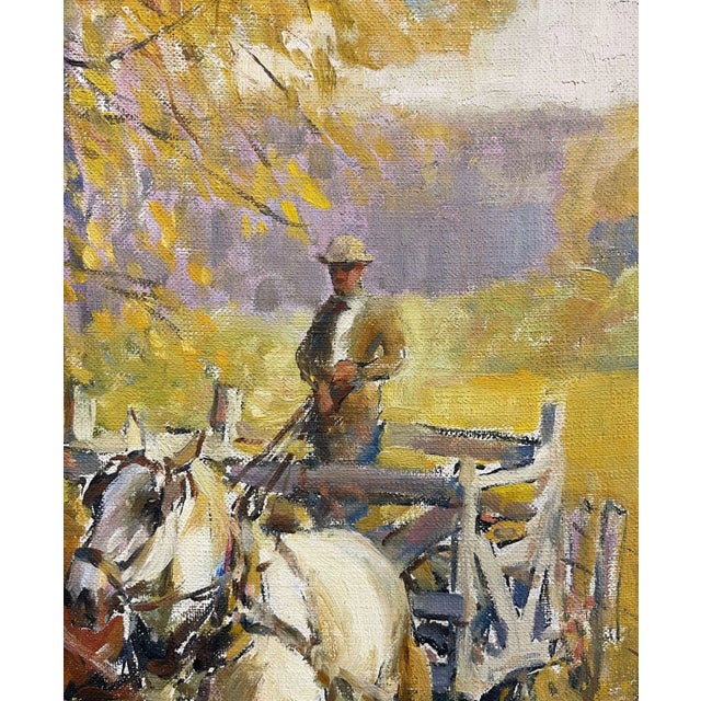 Mid-Century American Oil Painting “The Golden Country” by Walter Krawiec For Sale - Image 9 of 13