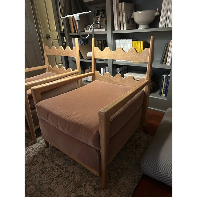 Mid-Century Modern Jean Royere Inspired Scallop Back Chairs- Set of 2 For Sale - Image 3 of 9