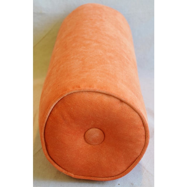 CustomTailored Tangerine Orange Velvet Bolster Pillow 23" X 8" Chairish