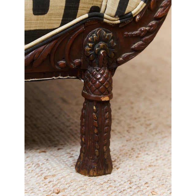 Black Vintage Victorian Chaise Lounge Sofa Carved Wood Frame For Sale - Image 8 of 12