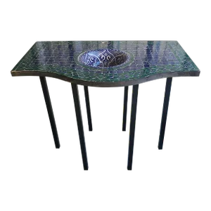 Moroccan Hand Made Mosaic Sink + Wrought Iron Base / Blue and Green