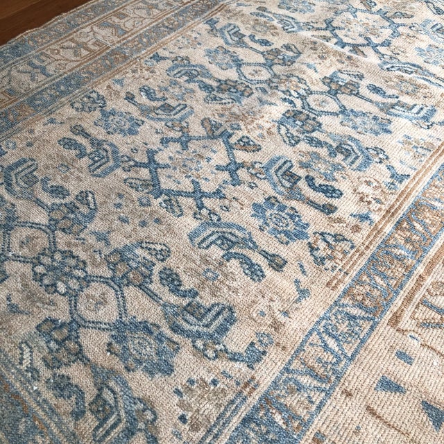 1920s Antique Persian Malayer Rug | Sky Blue Allover Floral Design | 3'6" X 6'4" For Sale - Image 5 of 7