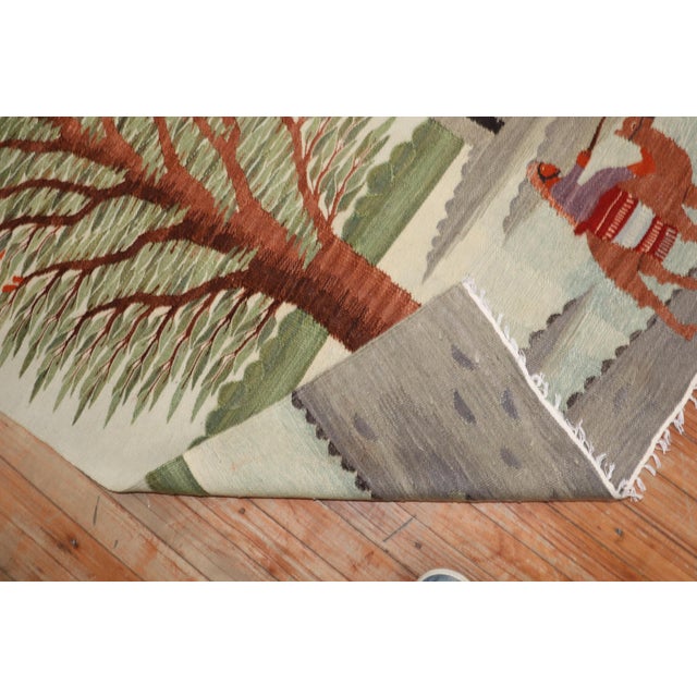 Late 20th Century Zabihi Collection Scenic Pictorial Turkish Kilim - 3'3" x 4'5" For Sale - Image 4 of 8