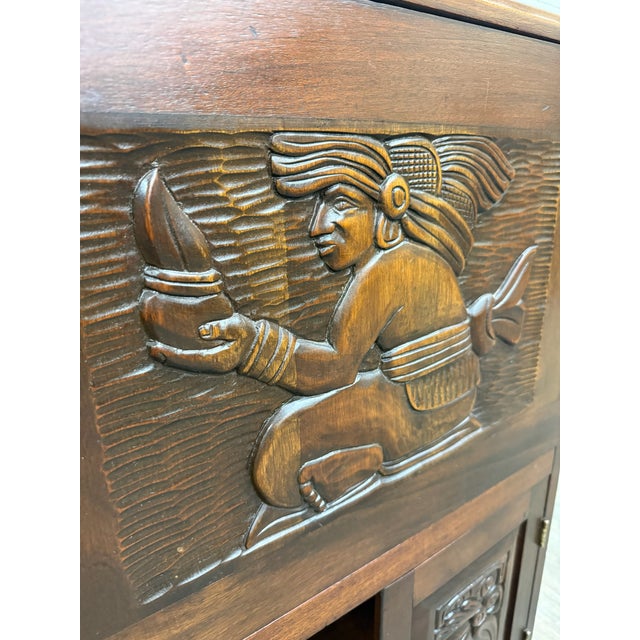 Vintage Hand Carved Solid Wood Mexican Colonial Server Credenza For Sale In Kansas City - Image 6 of 18