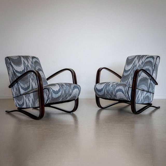 Pair of H-269 Lounge Chairs by Jindřich Halabala, Czech Republic 1930s For Sale - Image 12 of 18