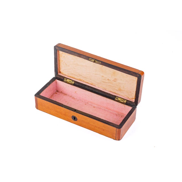 Victorian Antique English Satinwood Glove Box With Ebony Inlay, Victorian For Sale - Image 3 of 5