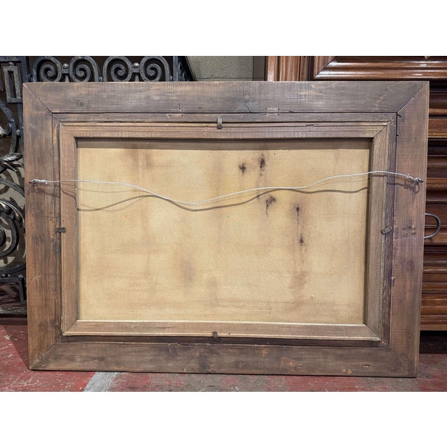 Mid-Century French Parisian Scene Oil on Canvas Painting in Carved Gilt Frame For Sale - Image 9 of 9