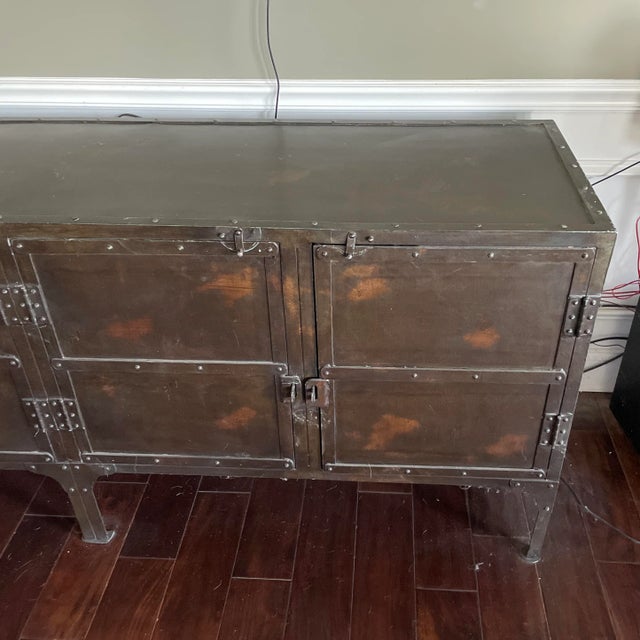 Modern Restoration Hardware Industrial Style,Tool Chest, Media Console, Buffet Cabinet For Sale - Image 3 of 6