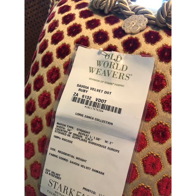 Old World Weavers Pierre d'Argent Savoia Red Umber Velvet Dot Decorative Accent Pillows- Set of 2 For Sale - Image 4 of 6