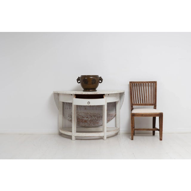 Gustavian (Swedish) 19th Century Swedish Gustavian White Country Drop Leaf Table For Sale - Image 3 of 14