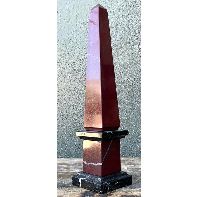 Evoke the timeless allure of the Grand Tour with this sophisticated vintage Neoclassical obelisk. Masterfully crafted from...