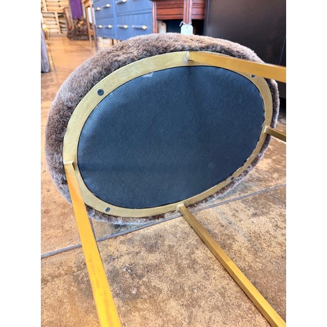 Hollywood Regency Brass Pouf/ Vanity Stool For Sale - Image 4 of 4