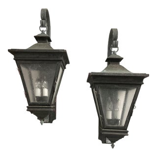 Vintage Solid Copper Outdoor Wall Sconces - a Pair For Sale