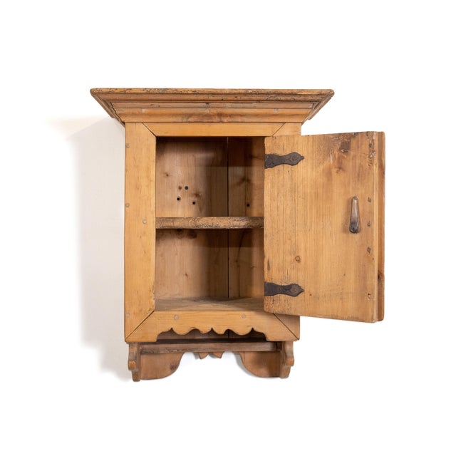 Chestnut Early 20th Century Hand Carved & Painted Rajasthani Wooden Wall Cabinet For Sale - Image 8 of 9