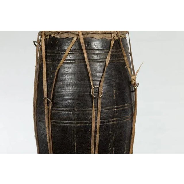 Mid 20th Century Thai Wood & Leather Klong Khaek Processional Drum with Distressed Appearance For Sale - Image 10 of 13