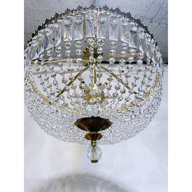 Brass Vintage 1950s Italian Brass Basket Chandelier For Sale - Image 8 of 10