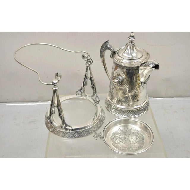 Antique Wilcox Silver Plate Co Victorian Porcelain Lined Tilting Coffee Tea Pot For Sale - Image 12 of 12