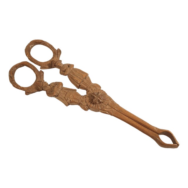 19th Century Finely Carved Figural Wooden Sugar/Grape Tongs Black Forest Style For Sale