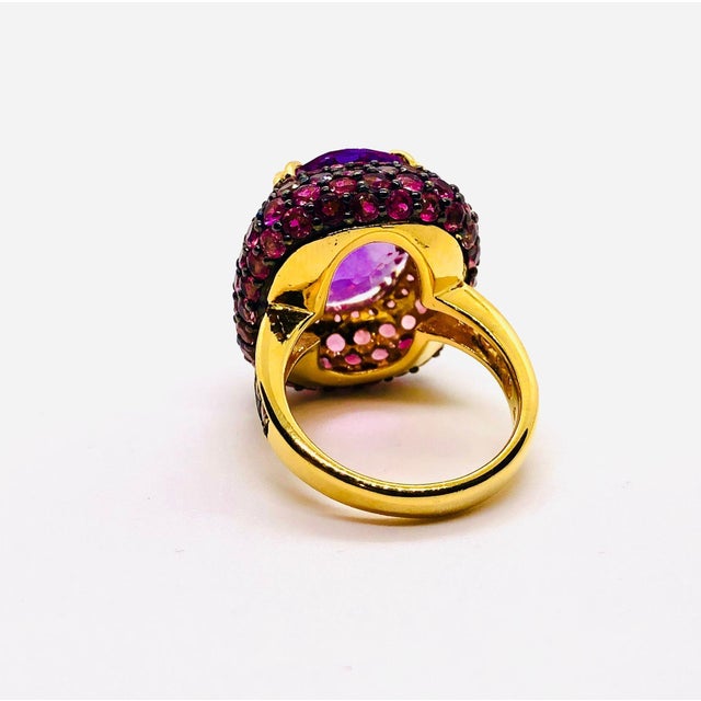 Late 20th Century Bochic “Orient” Vintage Natural Ruby & Amethyst Ring Set In 18 K Gold & Silver For Sale - Image 5 of 12