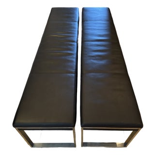 Pair of Contemporary Aramith Fusion Stainless Steel & Leatherette Benches For Sale