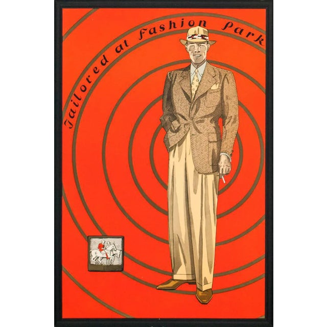 "Tailored at Fashion Park" Circa 1930s Menswear Advert Signage For Sale