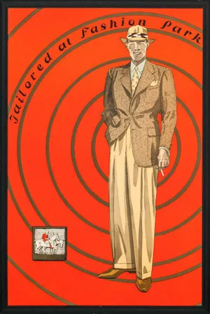 "Tailored at Fashion Park" Circa 1930s Menswear Advert Signage