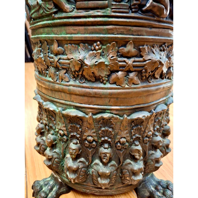 Antique Brass Repoussé Umbrella Stand For Sale - Image 10 of 17