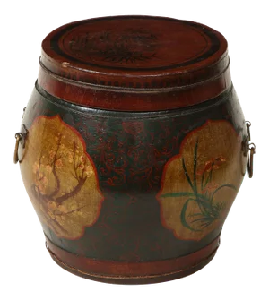 Green Japanned Chinoiserie Lidded Canister