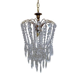 1960s Parachute Chandelier With Graduated Chain Crystals For Sale