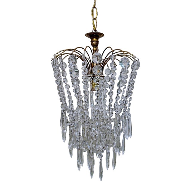1960s Parachute Chandelier With Graduated Chain Crystals For Sale