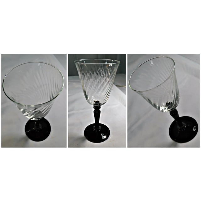Onyx & Clear Crystal Glasses - Set of 8 For Sale - Image 4 of 5