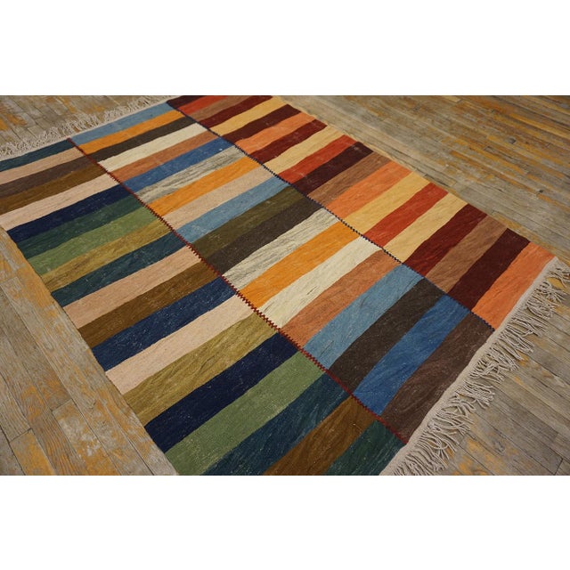Contemporary Persian Flat-weave ( 5' x 6'7'' - 150 x 201 ) Kilim Generically, are pileless, flat rug woven in a tapestry...