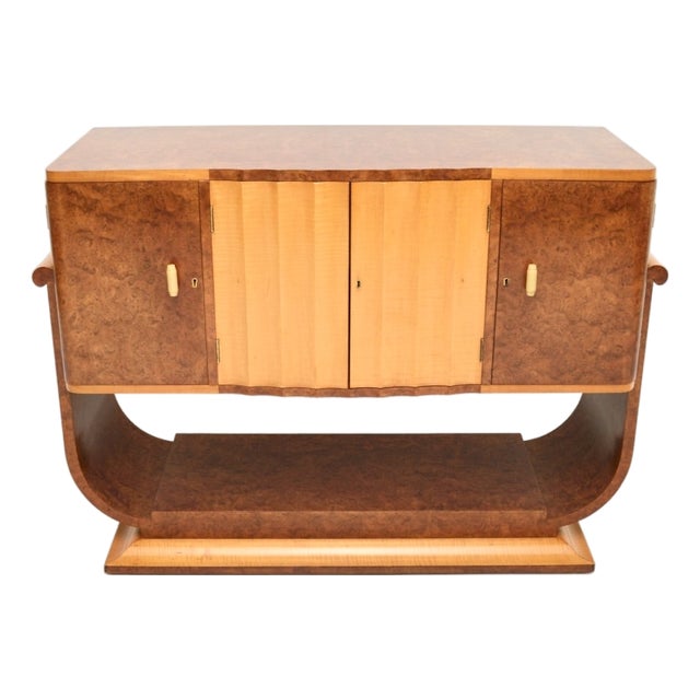 Art Deco Burr Walnut and Sycamore Sideboard, 1930s For Sale