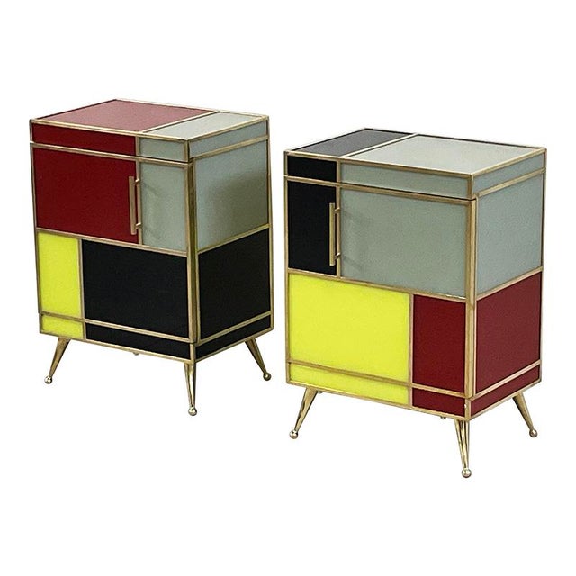 Stained Glass Bedside Tables, 1980s, Set of 2 For Sale - Image 3 of 7