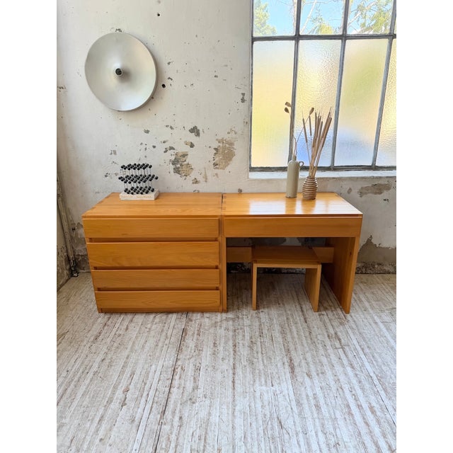 Savoie Desk, Chest of Drawers and Stool in Pine from Maison Regain, 1970s, Set of 4 For Sale - Image 16 of 18