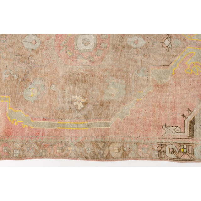 Apricot Hand-Knotted Vintage Anatolian Rug, Pale Earth Tone Minimalist Carpet For Sale - Image 8 of 10