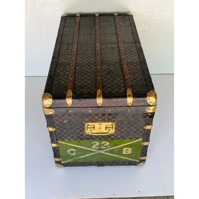 Metal Rare Early Louis Vuitton Damier Steamer Trunk with Ballantine Family Provenance For Sale - Image 7 of 18