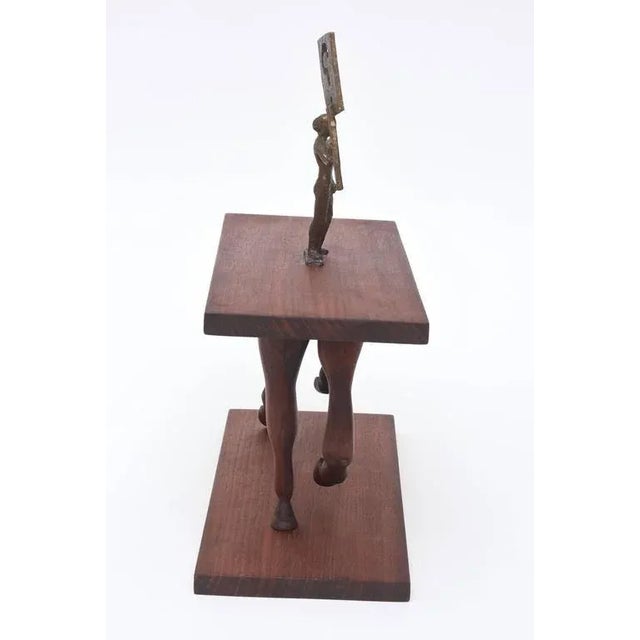 One of a Kind Signed Bronze on Wood Sculpture Entitled "Ask a Question" For Sale In Miami - Image 6 of 11