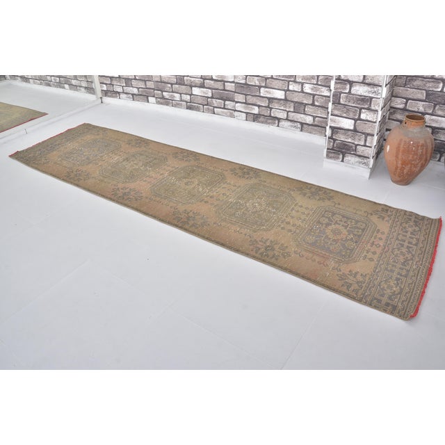 Turkish Vintage Anatolian Wool Hallway Carpet For Sale - Image 3 of 9