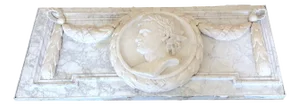 19th C. Italian Grand Tour Carved Marble Portrait Plaque Roman Emperor Titus