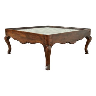 John Widdicomb French Provincial Louis XV Carved Walnut Parquet Top Coffee Table For Sale