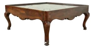 John Widdicomb French Provincial Louis XV Carved Walnut Parquet Top Coffee Table