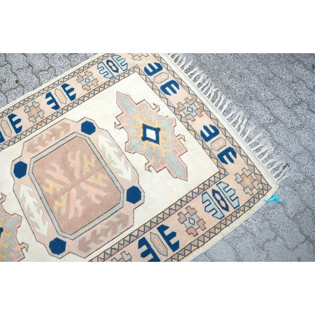 1960s Vintage Turkish Geometric Rug For Sale - Image 10 of 11