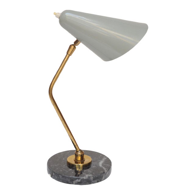 Italian Modern Brass, Metal, and Black Marble Table Lamp by Luci Milano For Sale
