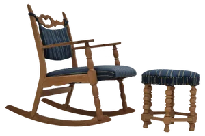 Set of Danish Oak Rocking Chair with Footstool, 1960s