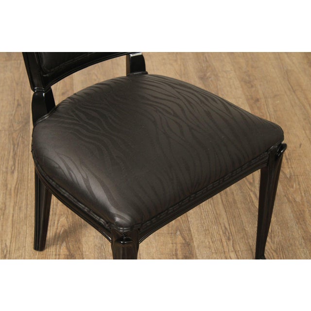 Late 20th Century Italian Art Deco Style Set of Eight Ebonized Dining Chairs For Sale - Image 5 of 18