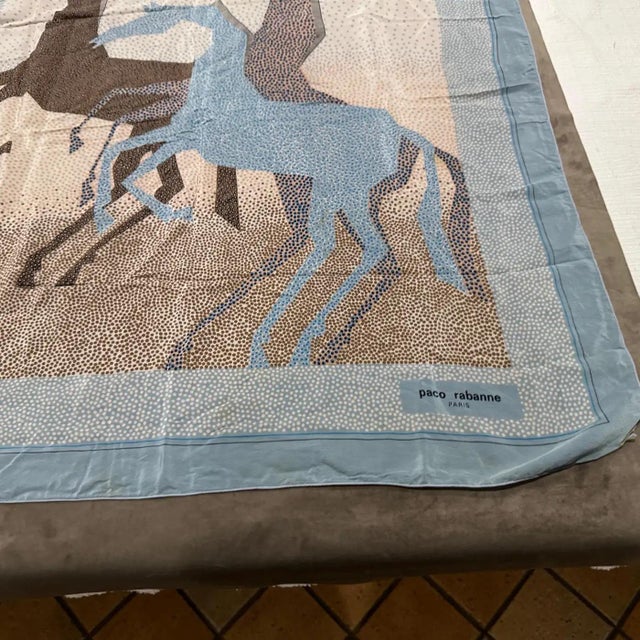 Contemporary Stylized Horses Silk Scarf by Paco Rabanne For Sale - Image 6 of 14